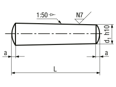 Technical drawing with dimensions of Taper pins