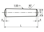 Technical drawing with dimensions of Taper pins