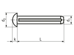 Technical drawing with dimensions of Round head grooved pins
