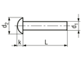 Technical drawing with dimensions of Round head rivets