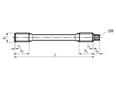 Technical drawing with dimensions of Stud bolts with reduced shank