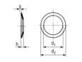 Technical drawing with dimensions of Conical spring washers small type