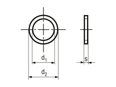 Technical drawing with dimensions of Hinge rings