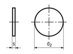 Technical drawing with dimensions of Flat washers without hole
