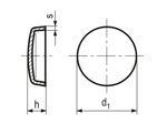 Technical drawing with dimensions of Sealing push-in caps