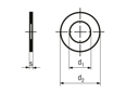 Technical drawing with dimensions of Shim washers