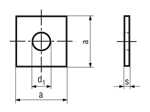 Technical drawing with dimensions of Square washers for wood construction