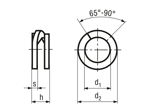 Technical drawing with dimensions of Double coil spring lock washers