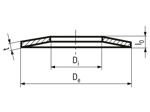 带尺寸的技术图：碟形弹簧 系列 A