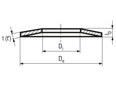 Technical drawing with dimensions of Disc springs works standard