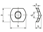 带尺寸的技术图：端子用连接垫圈