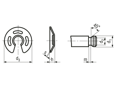 Technical drawing with dimensions of Benzing AS - Retaining rings for shafts for compensation of axial play