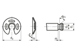 Technical drawing with dimensions of Benzing AS - Retaining rings for shafts for compensation of axial play