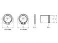 带尺寸的技术图：轴用弹性垫圈 标准型