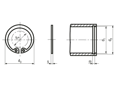 Technical drawing with dimensions of Retaining rings for bores standard design