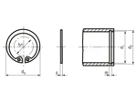 Technical drawing with dimensions of Retaining rings for bores standard design