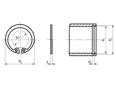 Technical drawing with dimensions of Retaining rings for bores heavy-duty design