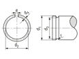 Technical drawing with dimensions of Snap rings for shafts round wire