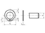 Technical drawing with dimensions of Benzing SP 220 - Grip rings for shafts without groove