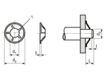 Technical drawing with dimensions of Quicklock® BQ - Circlips for shafts without groove