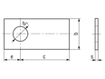 Technical drawing with dimensions of Tab washers for screws and nuts