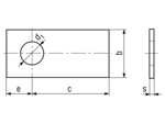 Technical drawing with dimensions of Tab washers for screws and nuts
