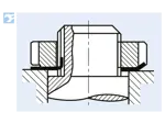 Assembly illustration for Tab washers for slotted round nuts DIN 1804