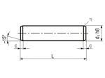 Technical drawing with dimensions of Parallel pins unhardened h8