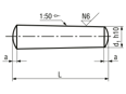 Technical drawing with dimensions of Taper pins unhardened, ground