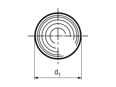 Technical drawing with dimensions of Steel balls class G40 hardened, ground and polished