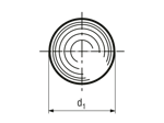 Technical drawing with dimensions of Steel balls class G40 hardened, ground and polished