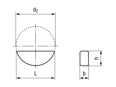 Technical drawing with dimensions of Woodruff keys