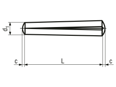 Technical drawing with dimensions of Grooved taper pins
