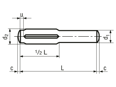 Technical drawing with dimensions of Grooved pins half length grooved