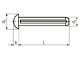 Technical drawing with dimensions of Round head grooved pins