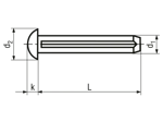 Technical drawing with dimensions of Round head grooved pins