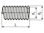 Technical drawing with dimensions of AMECOIL® SR - Wire threaded inserts with tang with free running thread