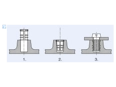 Assembly illustration for BancLok® R 841 - Press-in threaded inserts with expansion anchoring without head, with cross knurling, for thermosets