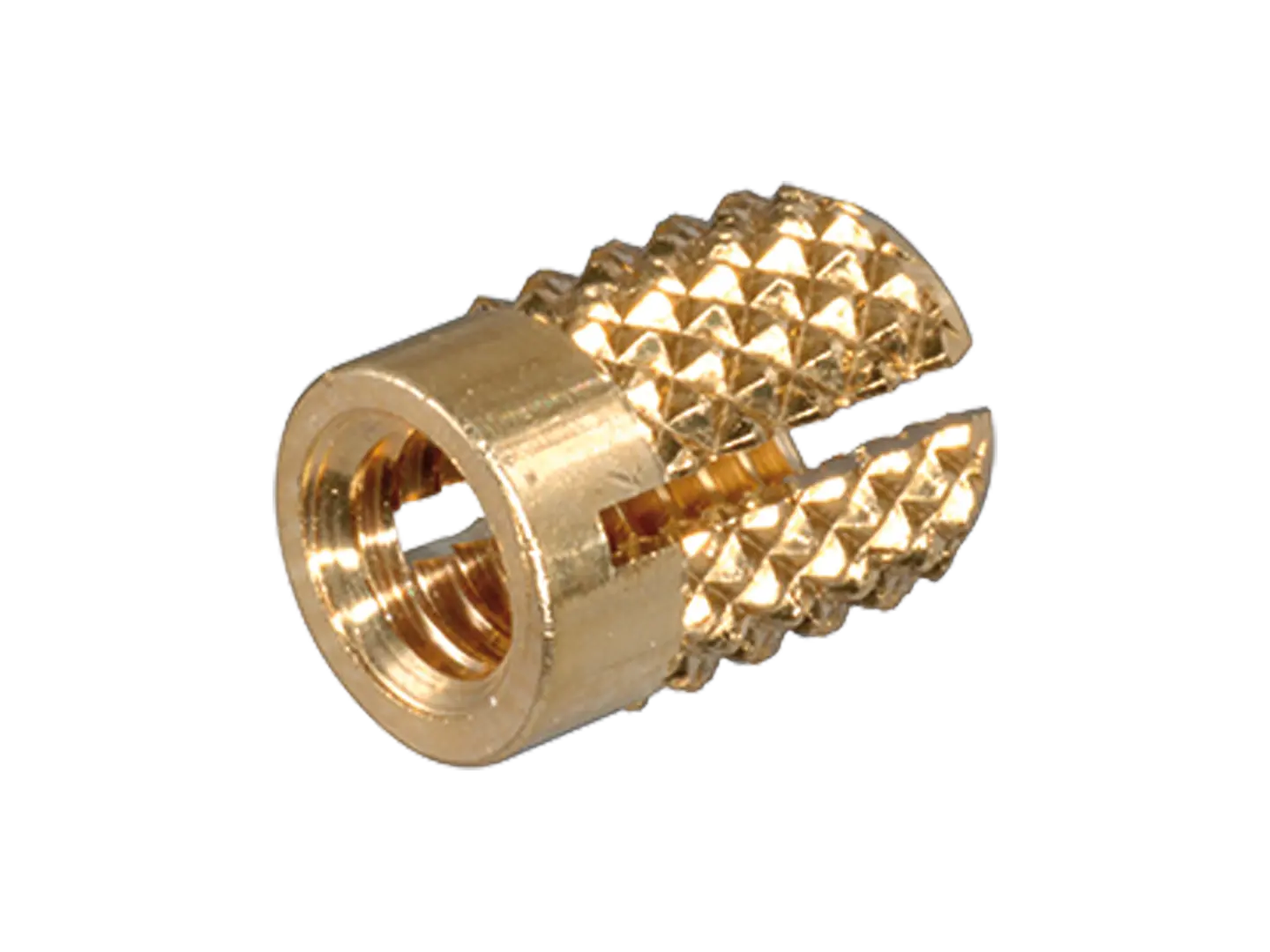 BN 1047 | Press-in threaded inserts with expansion anchoring without head, with cross knurling, for thermosets