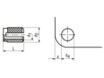 Technical drawing with dimensions of BancLok® R 841 - Press-in threaded inserts with expansion anchoring without head, with cross knurling, for thermosets