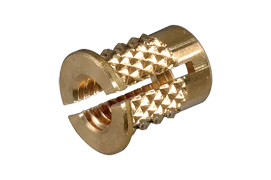BN 1048 | Press-in threaded inserts with expansion anchoring with small head, with cross knurling, for thermoplastics and thermosets