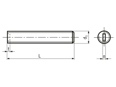 Technical drawing with dimensions of Set screws uncontinuous slot