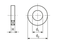 Technical drawing with dimensions of Dubo® - Locking and sealing rings