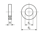 Technical drawing with dimensions of Dubo® - Locking and sealing rings
