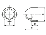 Technical drawing with dimensions of Hex cover caps