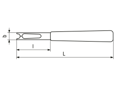 Technical drawing with dimensions of Benzing - Applicators for circlips DIN 6799 and dispenser base short