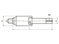 Technical drawing with dimensions of Ensat® 620 - Installation tools for electric and pneumatic screwdriver for self-tapping threaded inserts