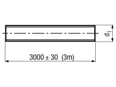 Technical drawing with dimensions of Threaded rod metric thread 3 meter