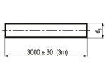 Technical drawing with dimensions of Threaded rod metric thread 3 meter