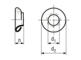Technical drawing with dimensions of Nyltite® - Locking and sealing rings